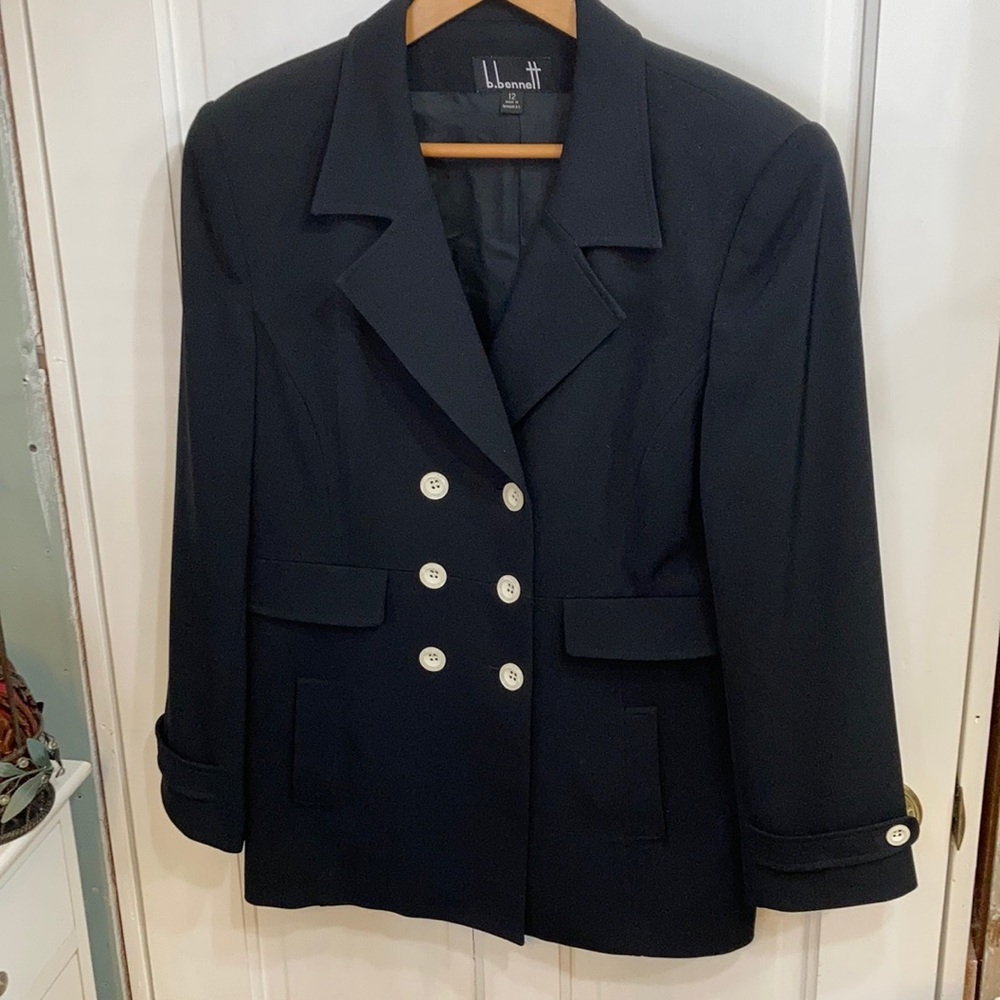 Navy Double Breasted Blazer Jacket - image 1